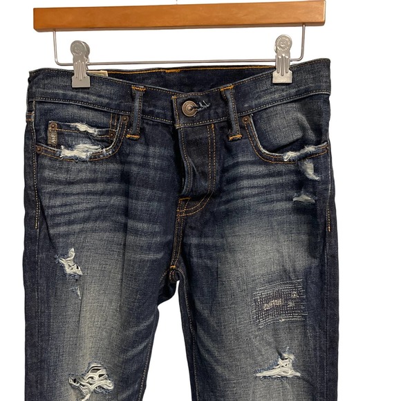 Abercrombie &‎ Fitch Distressed Dark Blue The A&F Skinny Jeans Size 28x30 NWT - Picture 2 of 11